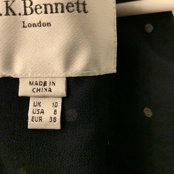 LK Bennett Diana Silk Navy Polka Dot Wide Leg Jumpsuit - Picture 4 of 8